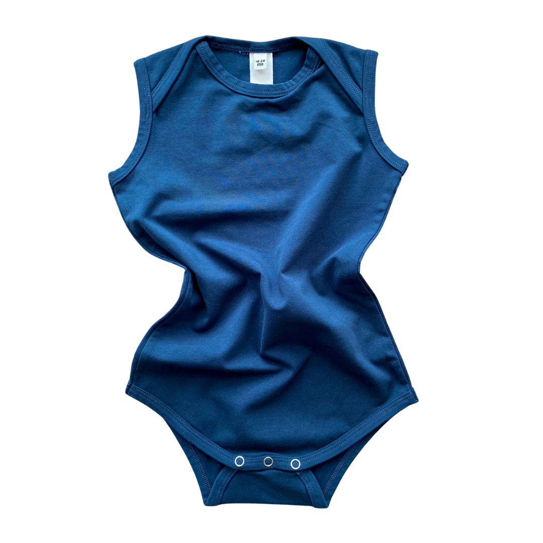 Blue sleeveless bodysuit