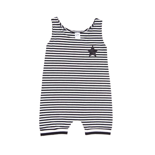 Black and white star and stripe muscle playsuit romper